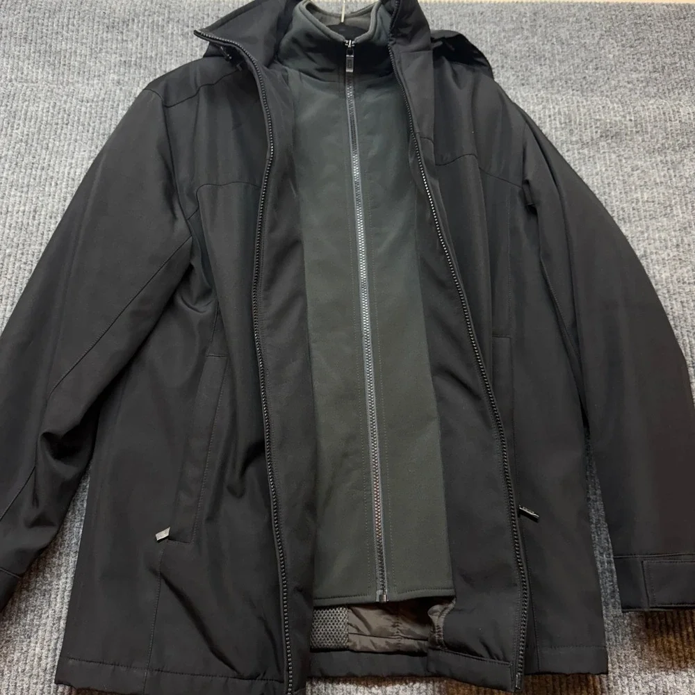 Weatherproof Hooded Jacket Mens M Black Insulated Full Zip Winter Coat